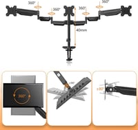 Pholiten MD8003 hármas gázrugós monitorkar asztali tartó, 17-27", max. 6 kg/kar 2