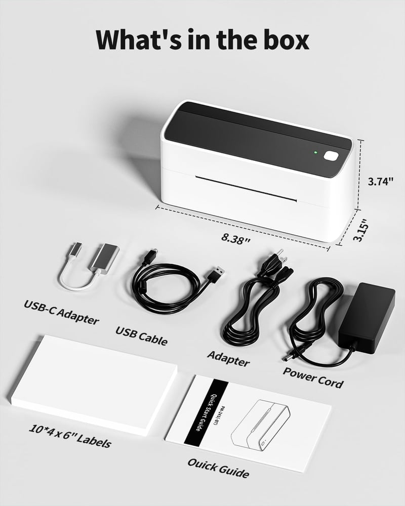 Phomemo Bluetooth Címkenyomtató 4x6 Hőnyomtatós Szállítási Címke Nyomtató eBay Amazon Etsy Shopify Vinted DHL UPS Fekete Fehér