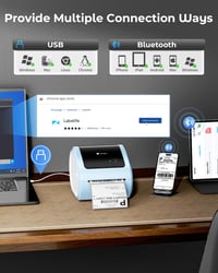 Phomemo D520BT Bluetooth Címkenyomtató - Kék Termál Címkéző 10x15 cm DHL Csomagokhoz, Kompatibilis Amazon, Ebay, Shopify, FedEx, UPS 2