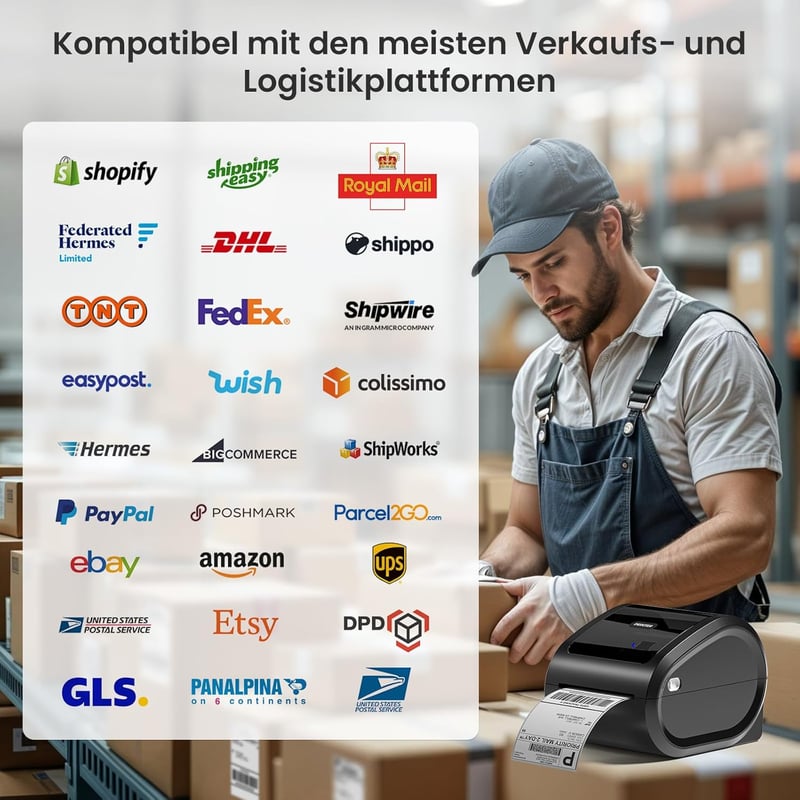 Phomemo D520BT Bluetooth Termál Címkenyomtató 4x6 Szállítási Címkék DHL FedEx Kompatibilis iOS Android Windows Mac