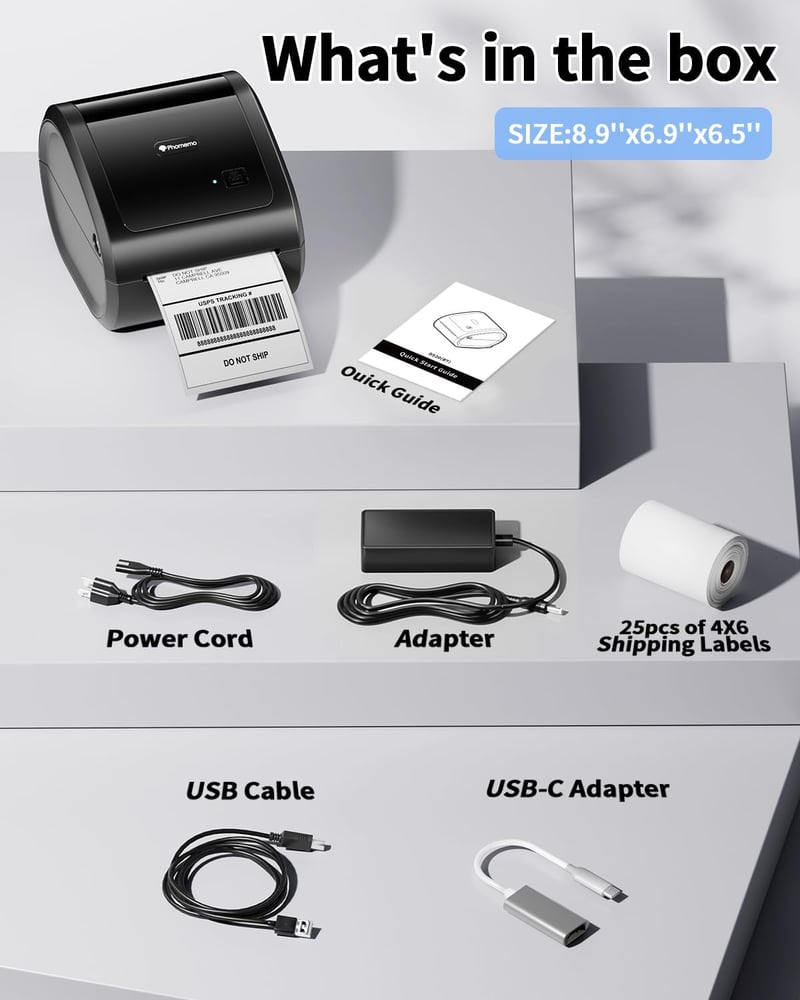 Phomemo D520BT Bluetooth Termál Címkenyomtató 4x6 Szállítási Címkék DHL FedEx Kompatibilis iOS Android Windows Mac