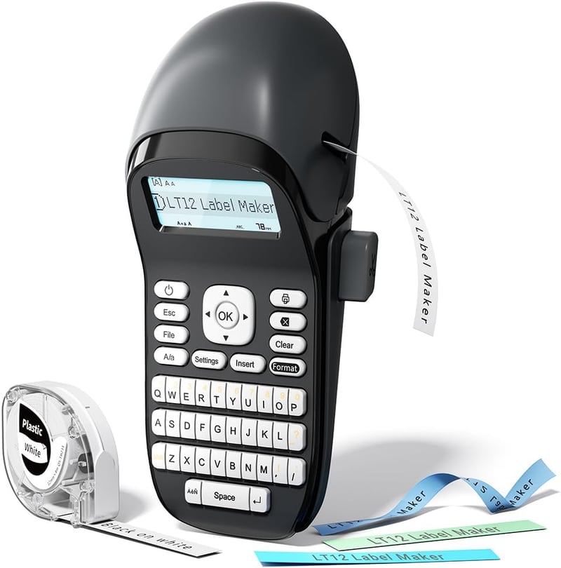 Phomemo LT12 hordozható Bluetooth címkenyomtató QWERTZ billentyűzettel