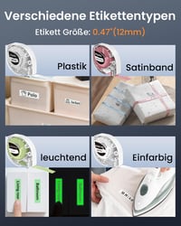 Phomemo LT12 hordozható Bluetooth címkenyomtató QWERTZ billentyűzettel 6