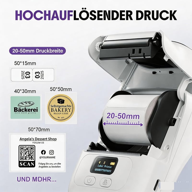 Phomemo M110 Bluetooth címkenyomtató önragadós címkékhez, fehér