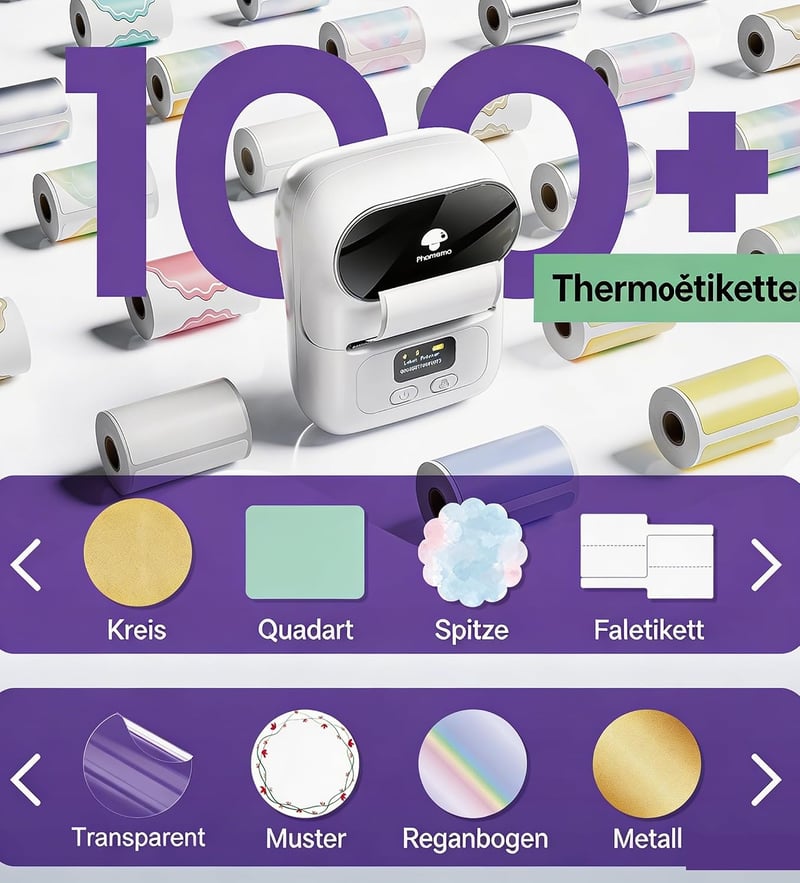 Phomemo M110 Bluetooth címkenyomtató önragadós címkékhez, fehér