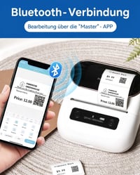 Termálna tlačiareň štítkov Phomemo M220 Bluetooth, prenosná, čiarové kódy, maloobchod, pre malé firmy, kompatibilná s telefónom a PC, biela 3