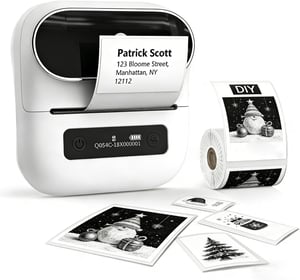Phomemo M220 Bluetooth termalni pisač naljepnica, prijenosni, bar kod, maloprodaja, male tvrtke, kompatibilan s telefonom i računalom, bijeli