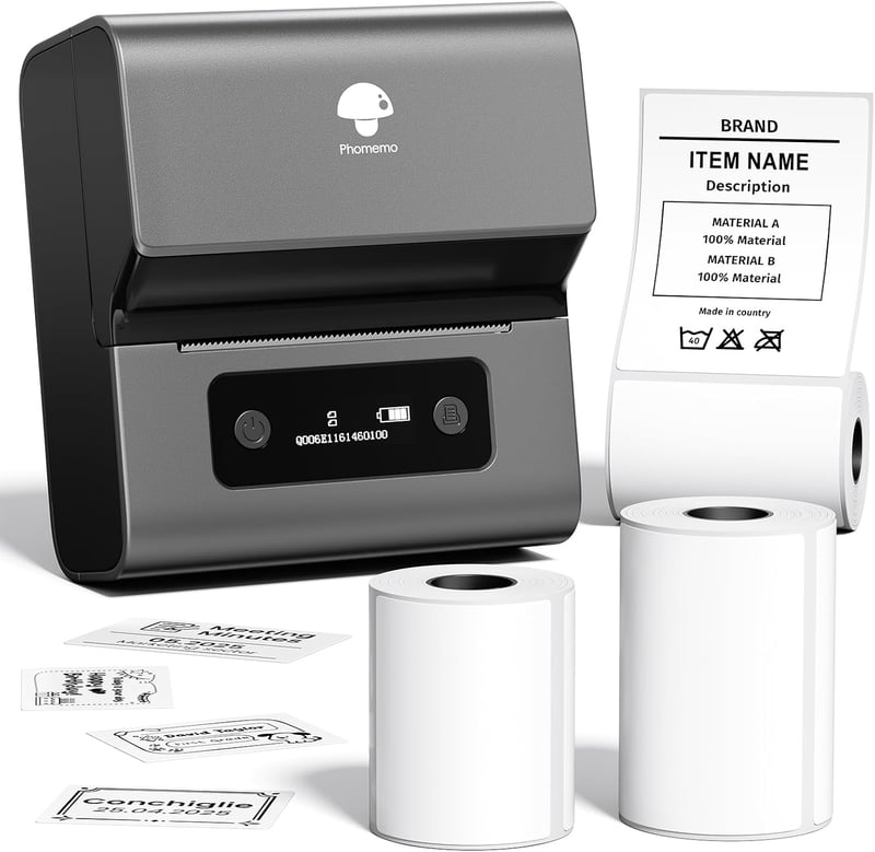 Phomemo M221 Bluetooth Címkenyomtató 3 Tekerccsel - Termikus Nyomtató Barkódhoz
