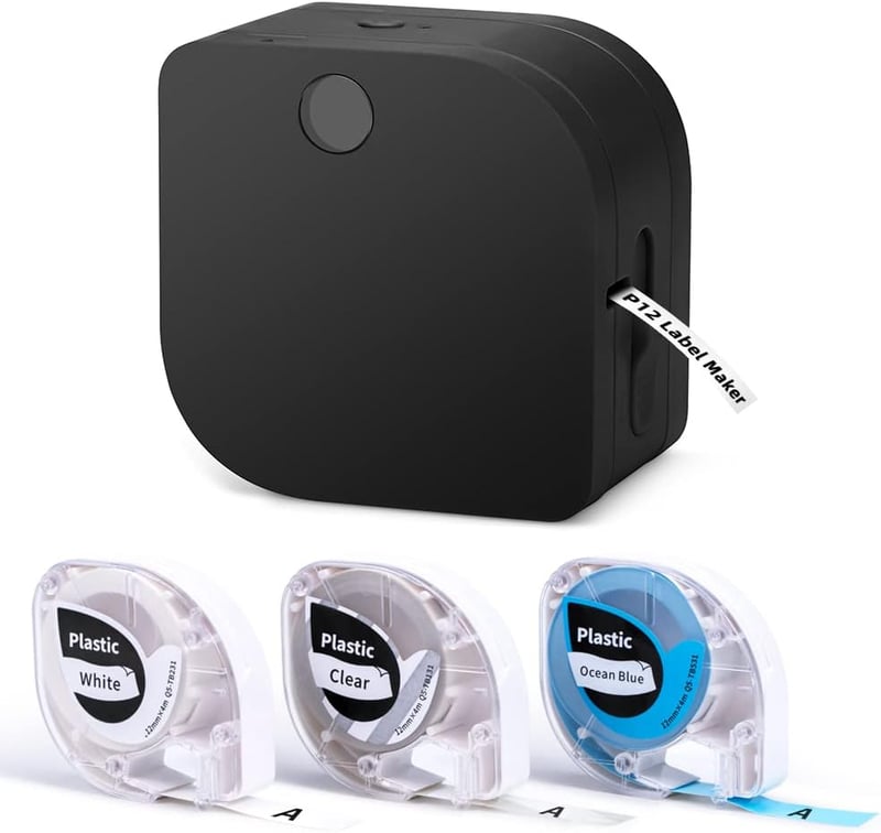 Phomemo P12 Mini Bluetooth címkenyomtató szett 3 tekerccsel, öntapadós termékek, iOS Android