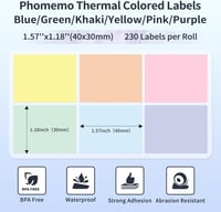 Phomemo színes öntapadós hőcímke tekercs 40x30 mm - 6 tekercs (230 db/tekercs) 2