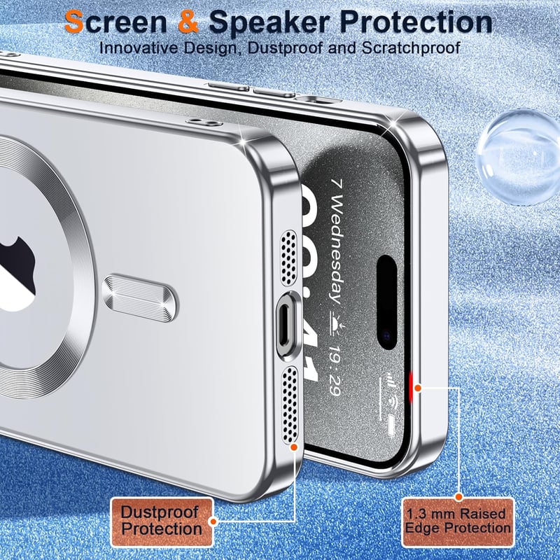 Phoona iPhone 15 Pro Max mágneses tok, ütésálló, vezeték nélküli töltés, ezüst - iPhone 15 Pro Max, silver
