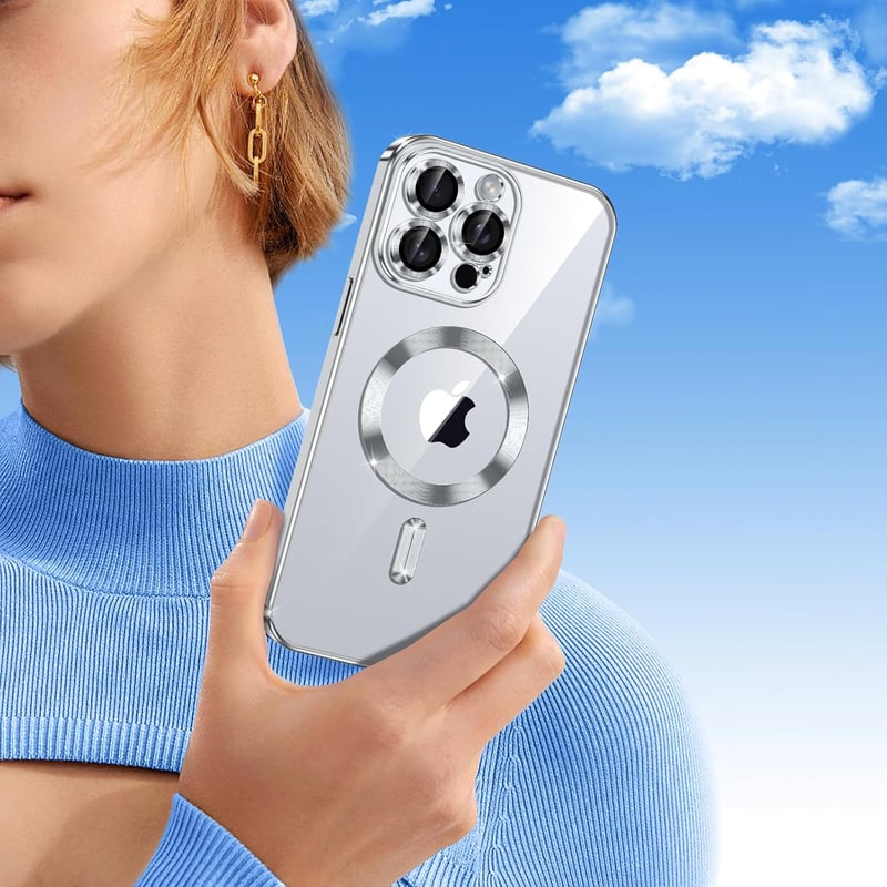 Phoona iPhone 15 Pro Max mágneses tok, ütésálló, vezeték nélküli töltés, ezüst - iPhone 15 Pro Max, silver