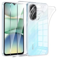 Husă Phoona pentru Xiaomi Redmi A5 4G cu 2 folii de sticlă securizată, carcasă de protecție transparentă, subțire, din silicon TPU, rezistentă la șocuri, anti-zgârieturi și anti-îngălbenire 1