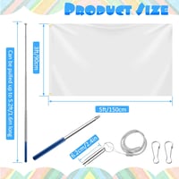 Photect Fehér Zászló Festéshez 90x150 cm - Teleszkópos Zászlórúddal, Sípokkal és Akasztókkal - DIY Poliészter Dekorációs Zászló Szemekkel 3