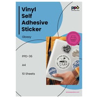 Photo Paper Direct A4 Samoljepljiva Sjajna Vinilna Naljepnica - Bijela, za Inkjet Pisače, Paket od 10 Listova 1