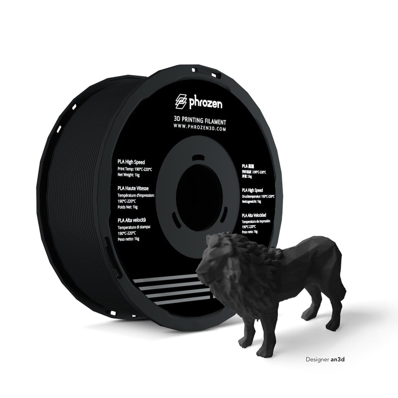 Vysokorýchlostný filament Phrozen PLA 1,75 mm – náplň do 3D tlačiarne, rýchlosť 600 mm/s, 1 kg cievka, čierny
