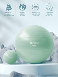 Set Minge de Gimnastică PhysKcal 65 cm, Minge Ergonomică pentru Birou, Turcoaz Deschis 2