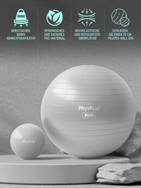 PhysKcal 65cm szürke torna labda + 23cm pilates labda szett, anti-burst, csúszásmentes egyensúly labda 2