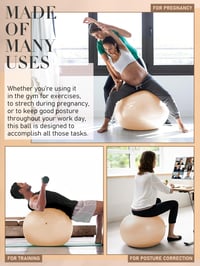 Set minge de gimnastică PhysKcal 75 cm bej, minge ergonomică pentru birou 5