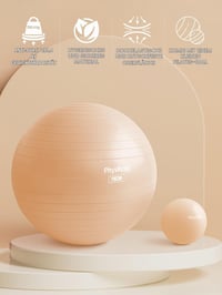 Set minge de gimnastică PhysKcal 75 cm bej, minge ergonomică pentru birou 2