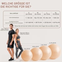 Set minge de gimnastică PhysKcal 75 cm bej, minge ergonomică pentru birou 6