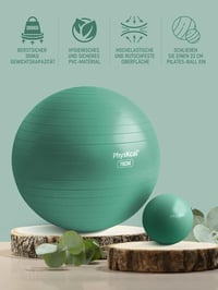 PhysKcal Fitness labda és Pilates labda szett 48-55 cm csúszásmentes ülőlabda jóga tornához irodába világoskék PVC edzőlabda 2