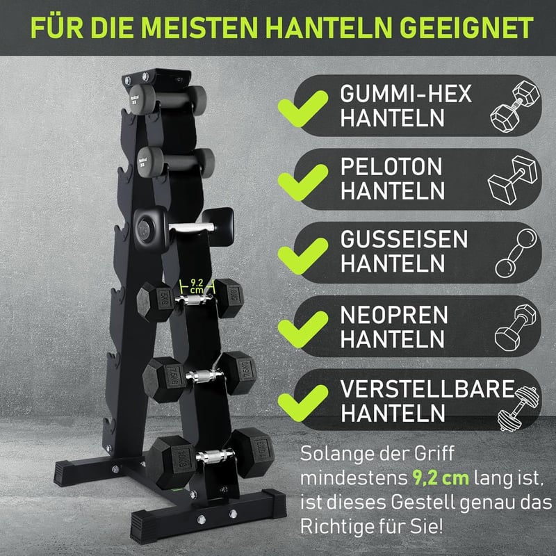 PhysKcal Hantel Állvány 3, 5, 6 Szintes Acél Tárológép