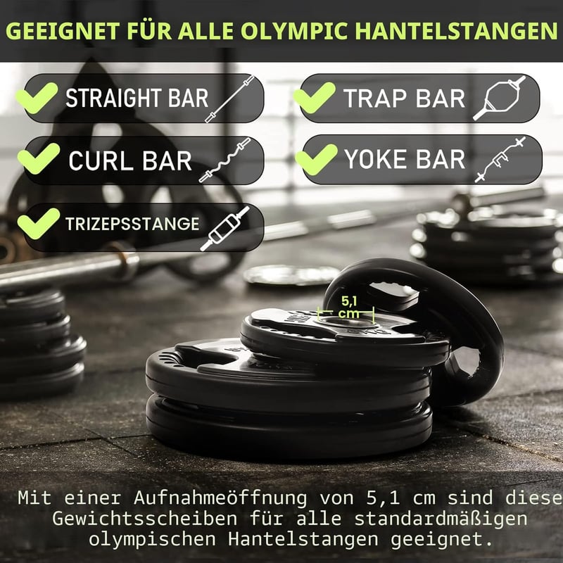 PhysKcal Olimpiai Hantellemez 50mm Furattal Gumis Felülettel