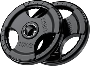 PhysKcal olimpiai súlytárcsa gumibevonattal, Tri-Grip, 2" nyílás, fekete - pár