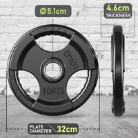PhysKcal olimpiai súlylemez gumibevonattal 2'' nyílás Tri-Grip fekete pár erősítéshez 2