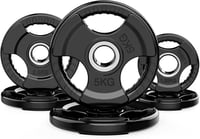 PhysKcal olimpiai súlylemez gumibevonattal, tri-grip fogantyúval, 1,25-20kg, edzéshez 1