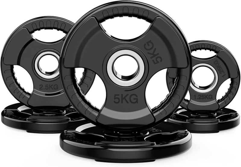 PhysKcal olimpiai súlylemez gumibevonattal, tri-grip fogantyúval, 1,25-20kg, edzéshez