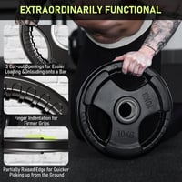 PhysKcal olimpiai súlylemez gumibevonattal 2'' nyílás Tri-Grip fekete pár erősítéshez 4