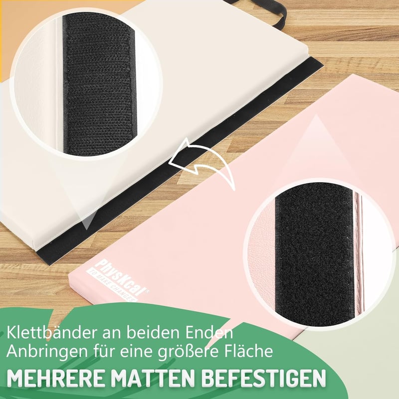 PhysKcal Összecsukható Tornaszőnyeg 195x75x3 cm Hordozófüllel, Fitness Matrac Gyerekeknek és Felnőtteknek, Macaron Színű