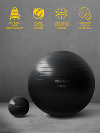 PhysKcal Pilates labda szett - 85 cm fitball és 23 cm labda, csúszásgátló, kipukkanásgátló - fekete 2