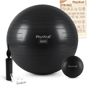 PhysKcal Pilates labda szett - 85 cm fitball és 23 cm labda, csúszásgátló, kipukkanásgátló - fekete