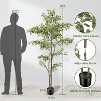 PHYTREE 180cm Műolajfa Természetes Törzzsel Valódi Levelekkel Lakásdekoráció 2