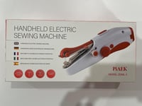 PiAEK Mini hordozható kézi varrógép elektromos fehér piros, kezdőknek ruhajavító és barkács DIY varráshoz utazáshoz 3