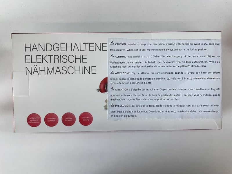PiAEK Mini hordozható kézi varrógép elektromos fehér piros, kezdőknek ruhajavító és barkács DIY varráshoz utazáshoz