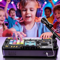 Detský DJ pult Piashow s mikrofónom, prenosný DJ mixážny pult, Bluetooth, 100+ zvukových efektov, svetelné efekty, pre začínajúcich DJ-ov, pre chlapcov a dievčatá od 3 do 12 rokov 4