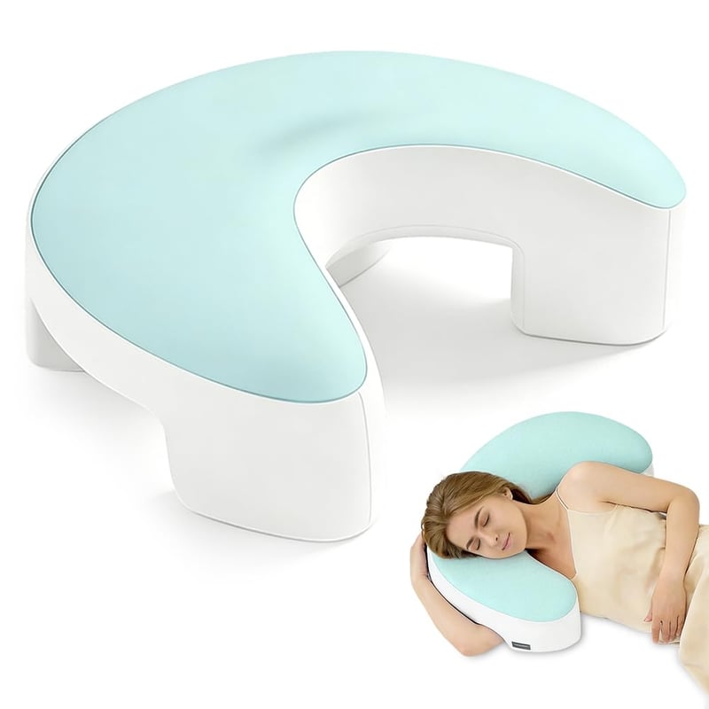 Pernă ergonomică din spumă cu memorie Piashow pentru dormit pe o parte, cu orificiu pentru braț - Pernă ortopedică pentru susținerea gâtului, pentru ameliorarea durerilor cervicale, de umăr și de coafa rotatorilor - Pentru cei care dorm pe o parte