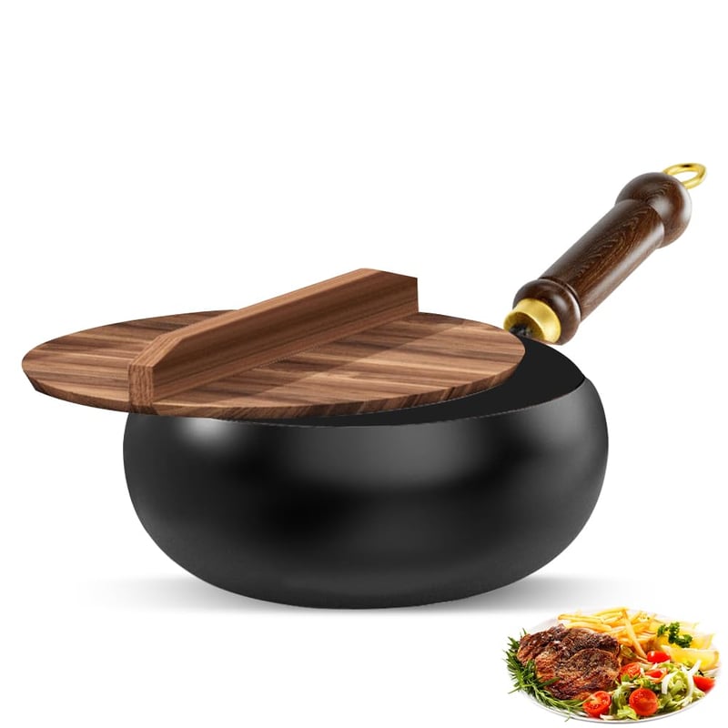 Tigaie din Fier Forjat Piashow, Tigaie Forjată Manual, Plită fără Strat Antiaderent, 27 x 14 x 27 cm