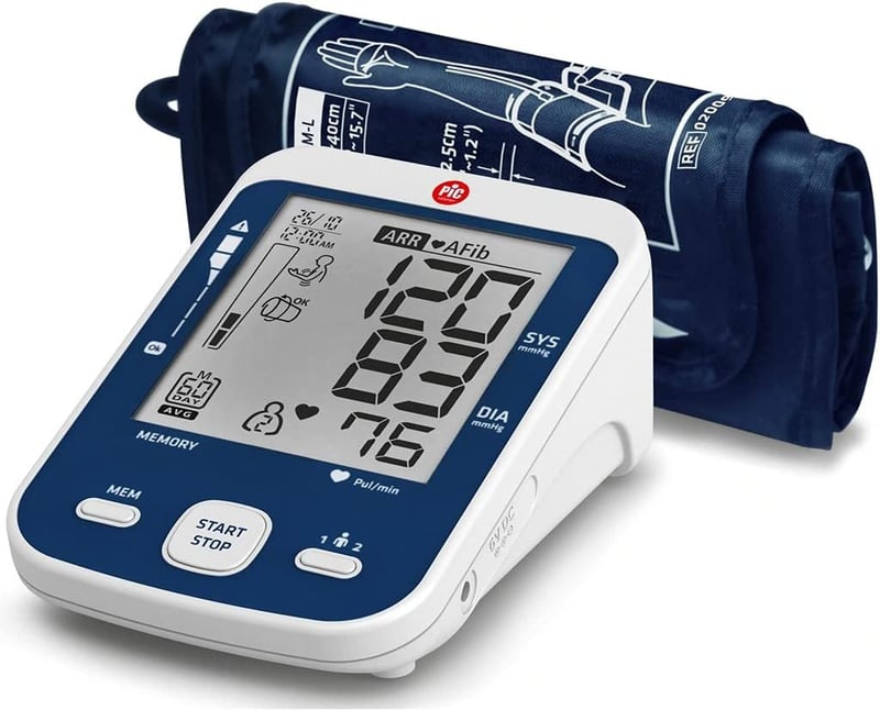 Pic Solution CardioAfib Vérnyomásmérő - Nagy Kijelzős Automata Felkaros Készülék, 22-42 cm Mandzsettával, Pitvarfibrilláció Érzékelővel