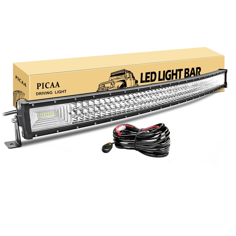 PICAA 42 inča 540 W zakrivljena LED radna svjetlosna traka 3 reda s kabelskim setom od 12 V za SUV, terenska vozila, ATV, UTV, traktor i 4x4 automobile