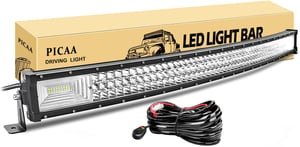 PICAA 42 inch 540 W ívelt LED munkalámpa fénysáv 3 sor 12 V kábelköteggel SUV Offroad ATV UTV traktor 4x4 autóhoz