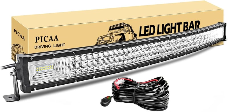 PICAA 42 inch 540 W ívelt LED munkalámpa fénysáv 3 sor 12 V kábelköteggel SUV Offroad ATV UTV traktor 4x4 autóhoz