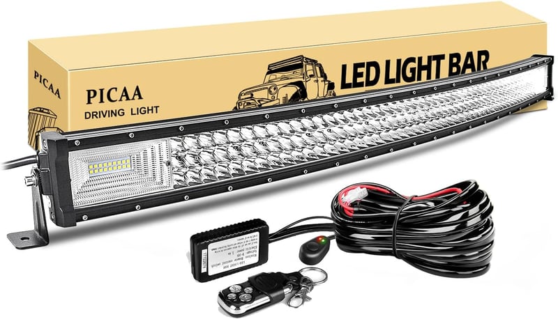 PICAA 42 Inch 540W LED Munkalámpa Ívelt Fénysáv Távirányítóval SUV Offroad ATV UTV Traktor
