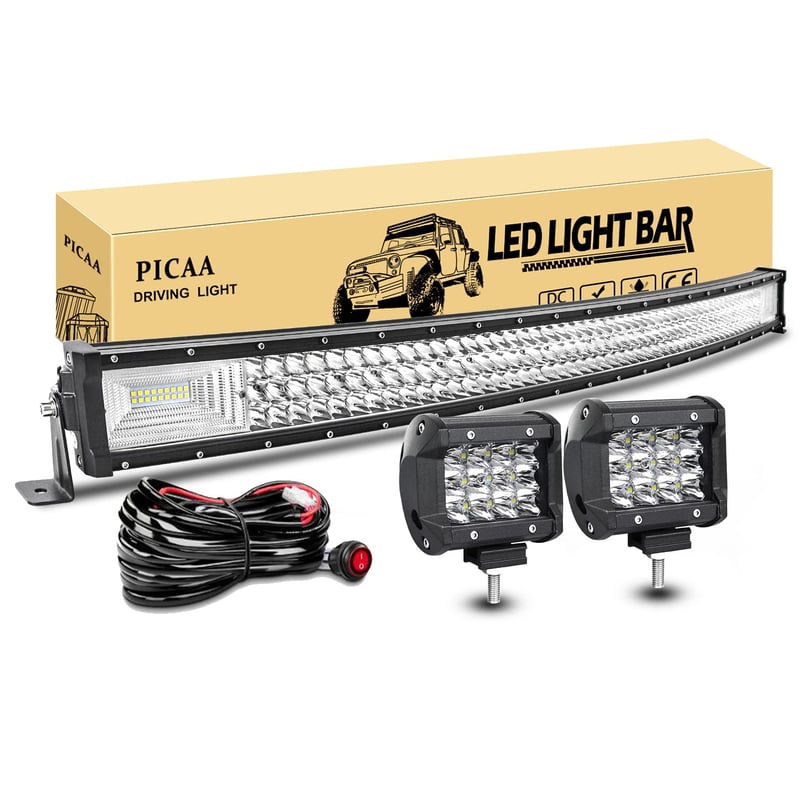PICAA 7D LED svjetlosna traka 104 cm 540W zakrivljena, 2x4" LED set reflektora za terenska vozila