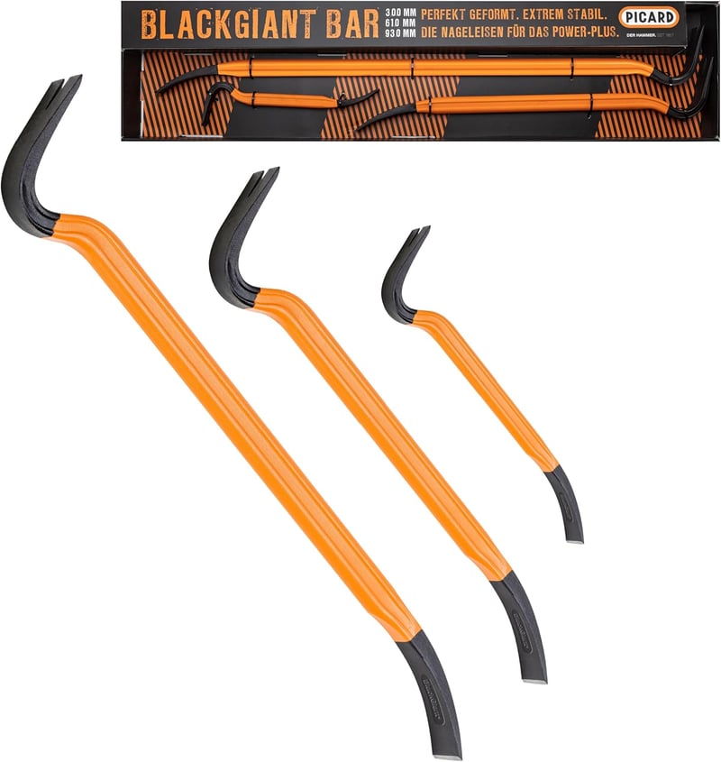 PICARD BlackGiant Bar No. 46Z Vasalú Feszítővas 3 db-os szett 90° Hajlítható Profi Szerszám