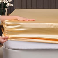 PiccoCasa Szatén Gumis Lepedő 200x200 cm Arany Magas Matrachoz - 200x200x35cm, Gold 4